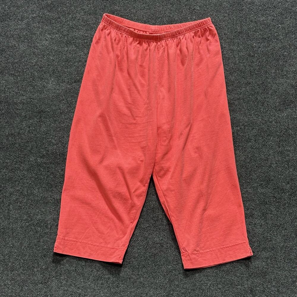 Fresh Produce Capri Pants Womens 1X Pink Cotton Wide Leg Pull On USA Casual